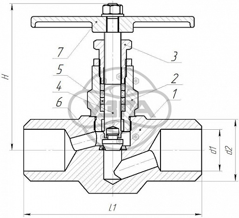 Клапан запорный Dn40 Pn100 под приварку 08Х18Н10Т 15нж68нж