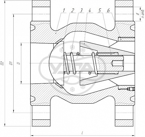 Клапан обратный осесимметричный фланцевый Dn400 Pn100 Ст. 20