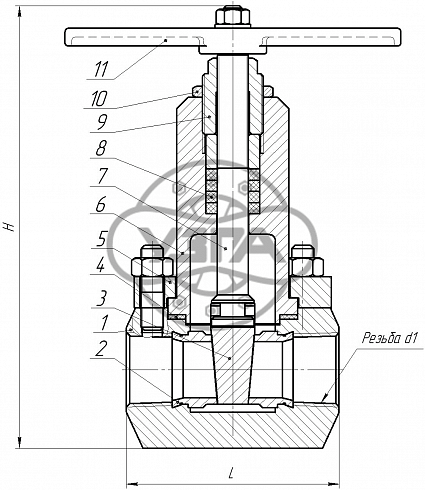 Задвижка клиновая стальная муфтовая Dn15 Pn160 09Г2С 31лс45нж