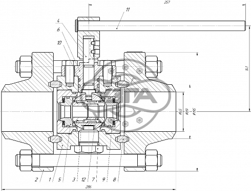 Кран шаровой дросселирующий (КШД) Dn65 Pn210 Ст. 20